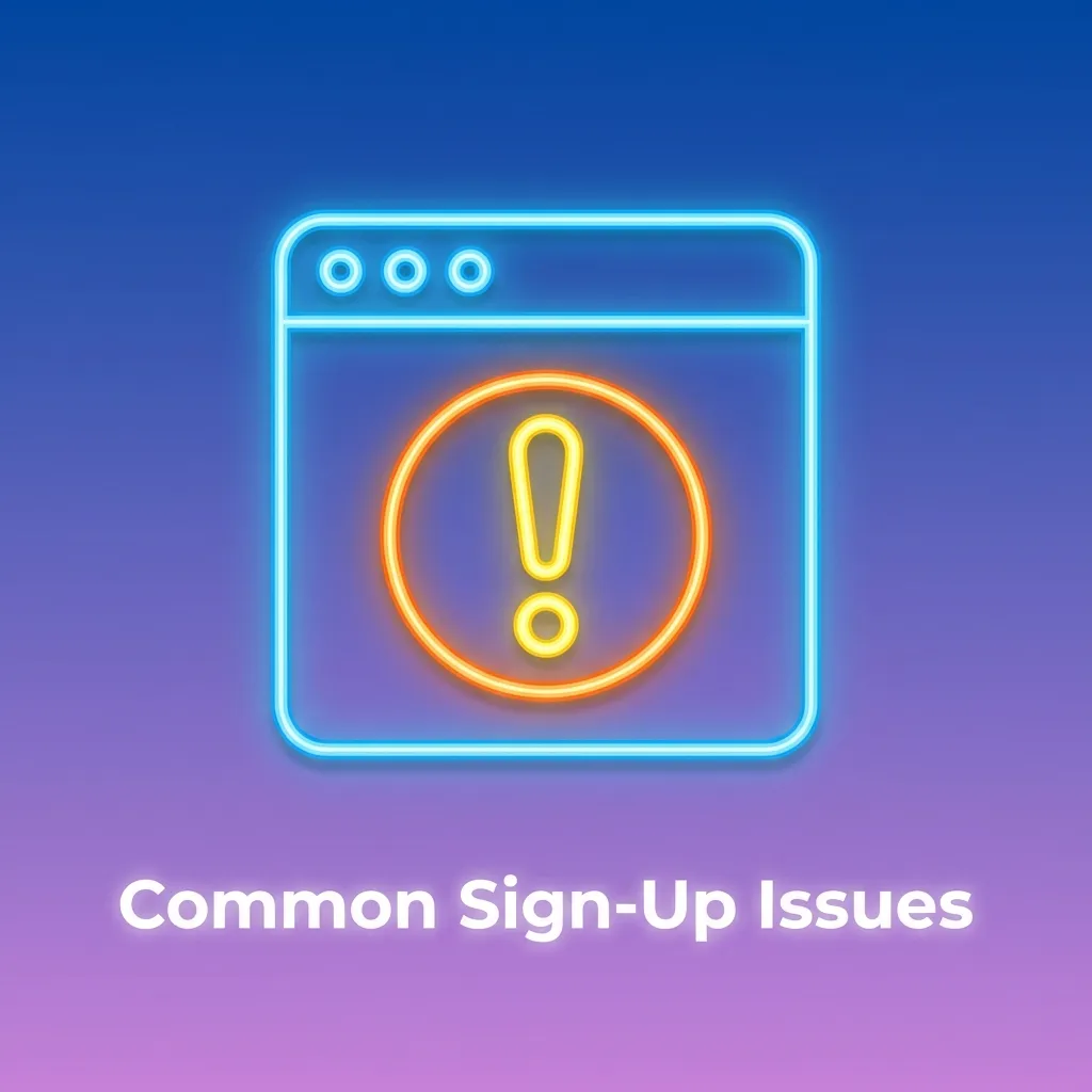 Troubleshooting guide showing common registration problems like SMS codes, email links, and account verification issues.