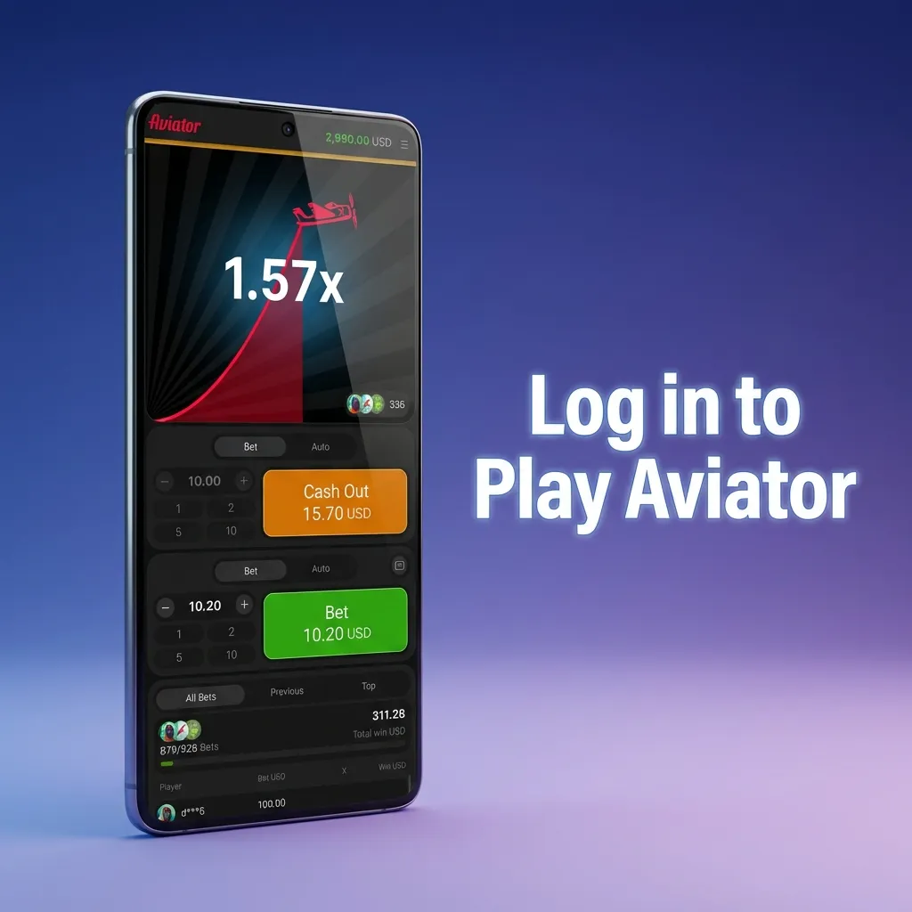 Login screen showing username and password fields for accessing Aviator casino game